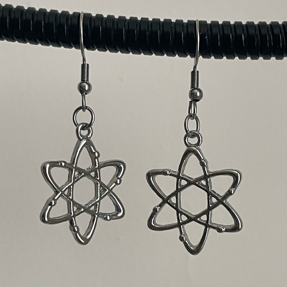 Bohr model atom science earrings